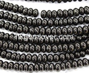 JE014 Natural Jet Gagate Loose Beads, Rondelle 5*8mm 16"
