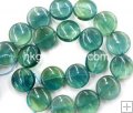 FLL003 Blue Fluorite Wholesale Beads, Coin 20mm 16"