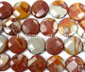 NJ022 Faceted Noreena Jasper, Gemstone beads, Coin 15mm 16inch