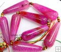 BZ268 Pink agate jewelry making teardrop 15×40mm