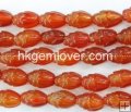 RA003 Wholesale red agate loose beads carved flower 5*10mm 16"