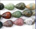 IA001 Indian Agate carved loose beads flower 13*18mm