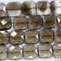 SK045 Faceted smoky quartz square loose beads 15mm 16 inch per