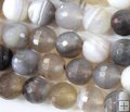 BT022 Faceted White botswana agate semi gemstone beads round 12m