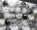 QT251 Natural Rutilated Quartz, Round 14mm, 16"