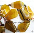BZ206 Yellow strip agate beads for jewelry trapezoid 27*40mm