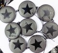 BZ031 black agate star loose beads coin 40mm