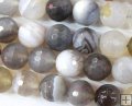 BT024 Faceted White botswana agate gemstone beads round 16mm