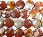NJ022 Faceted Noreena Jasper, Gemstone beads, Coin 15mm 16inch
