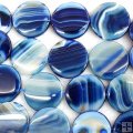 BD058 Blue Banded agate loose beads coin 35mm