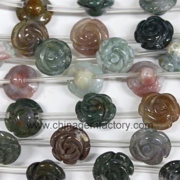 IA039 carved Indian agate gemstone beads flower 10mm 20pcs - Click Image to Close